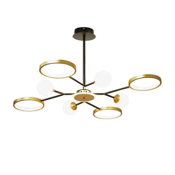 8-Light Chandelier Warm Ceiling Light with Glass Shade
